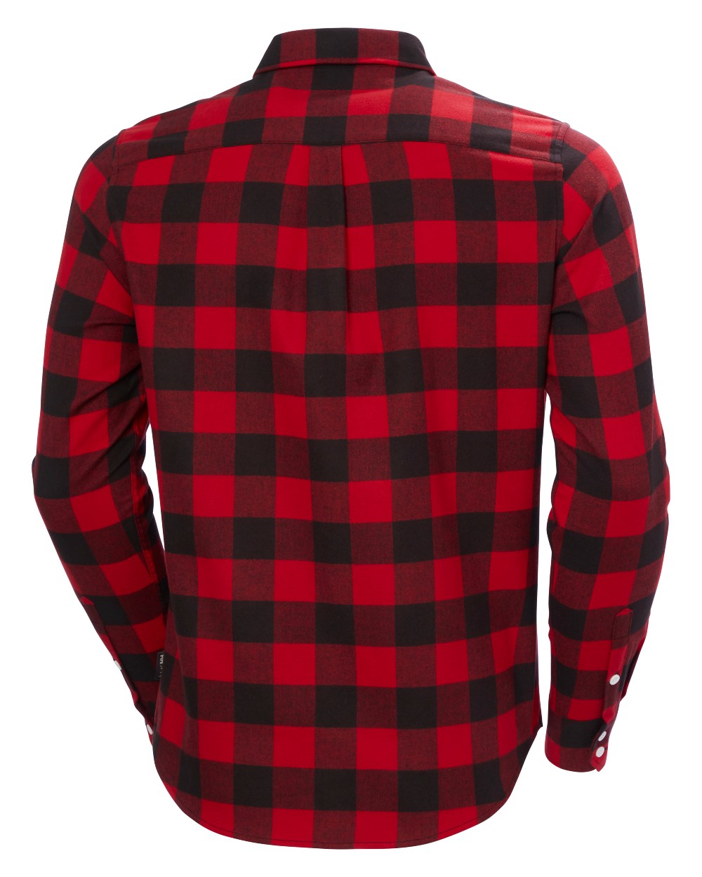 Red Buffalo Coloured helly Hansen Mens Lokka Flannel Long Sleeve Shirt On White Background 
