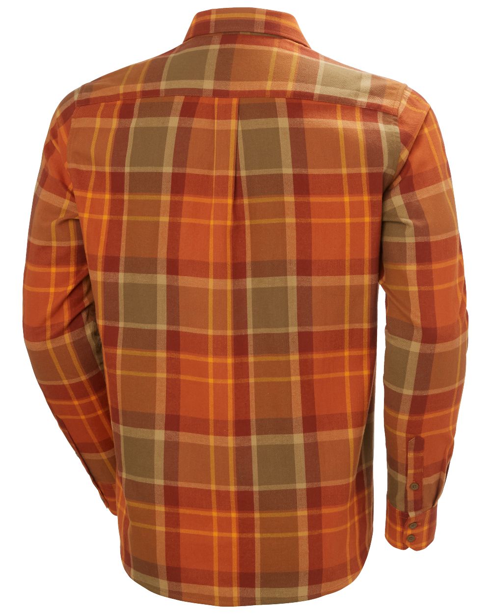 Orange coloured Helly Hansen Mens Lokka Flannel Long Sleeve Shirt On White Background 