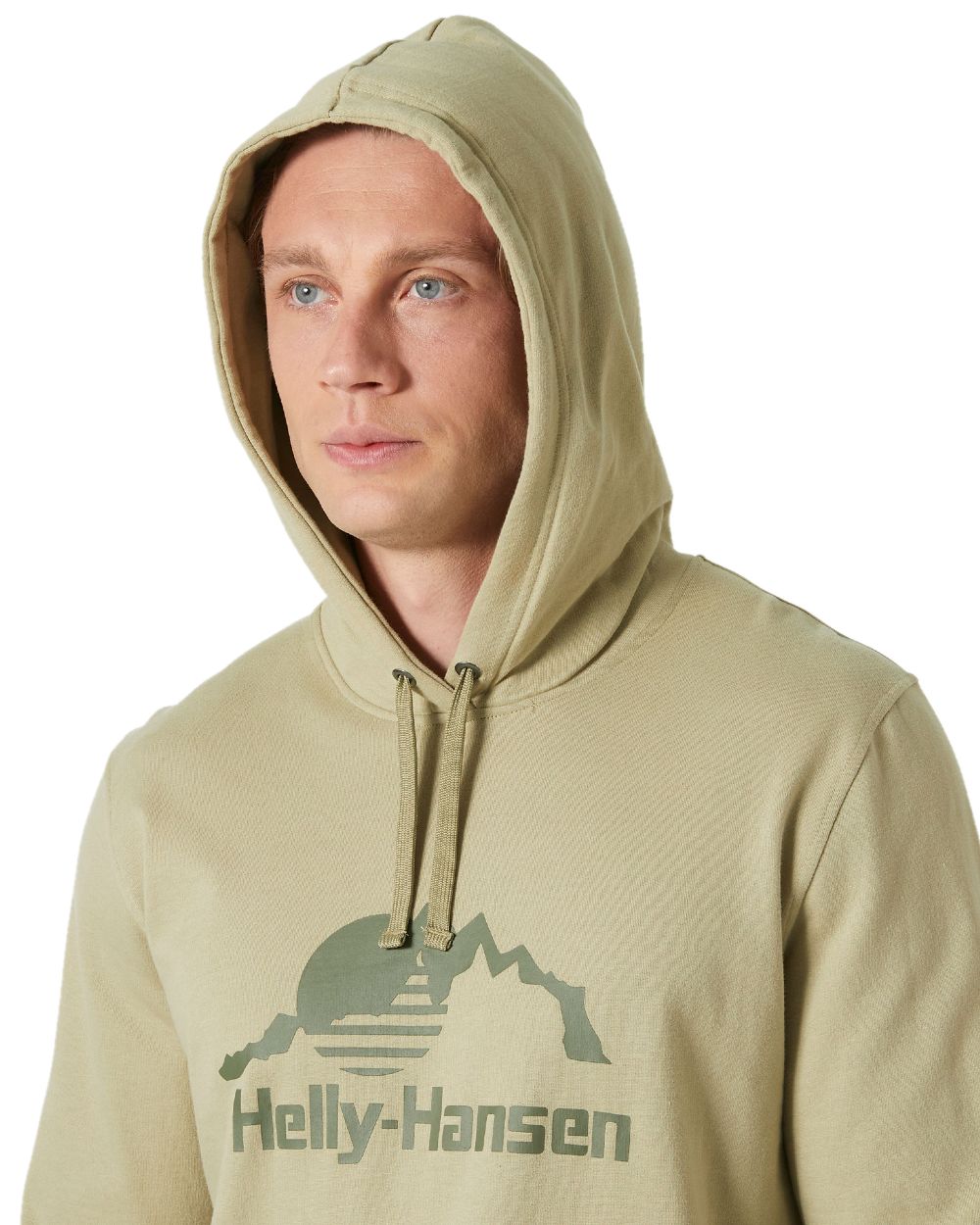Light Lav coloured Helly Hansen Mens Nord Graphic Pullover Hoodie on white background 