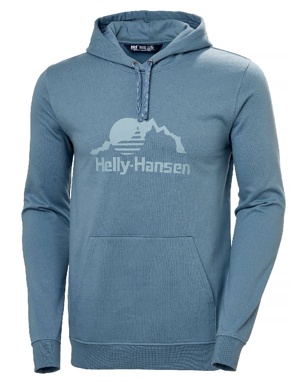 Washed Navy coloured Helly Hansen Mens Nord Graphic Pullover Hoodie on white background 