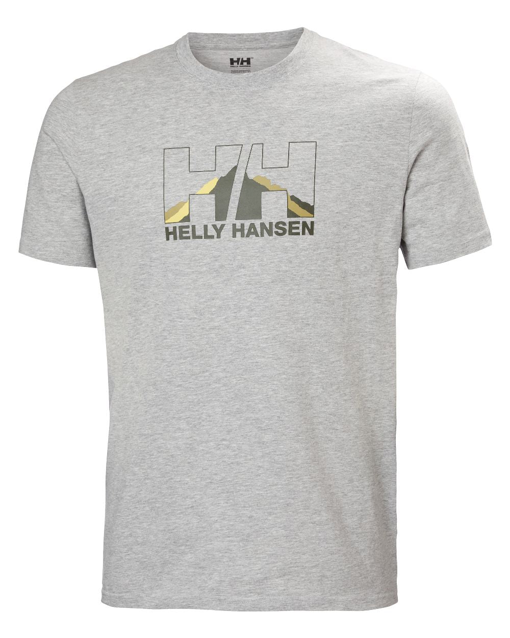 Grey Melange colour Helly Hansen Mens Nord Graphic T-Shirt on white background 