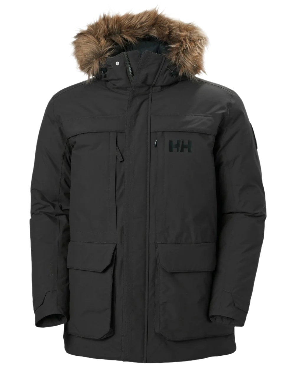 Black Coloured Helly Hansen Mens Nordsjo Winter Parka on white background 