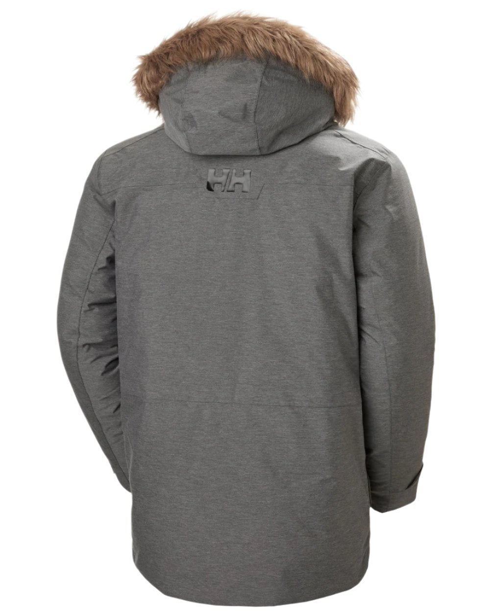 Grey Melange Coloured Helly Hansen Mens Nordsjo Winter Parka on white background 