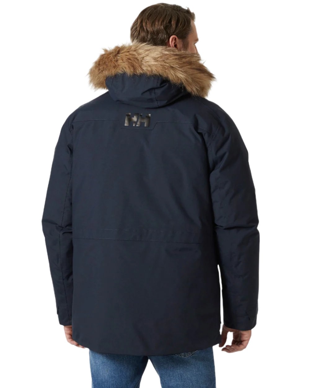 Navy Coloured Helly Hansen Mens Nordsjo Winter Parka on white background 