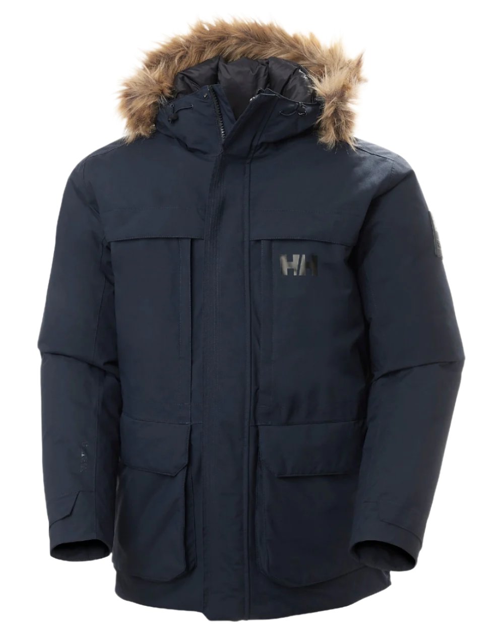 Navy Coloured Helly Hansen Mens Nordsjo Winter Parka on white background 