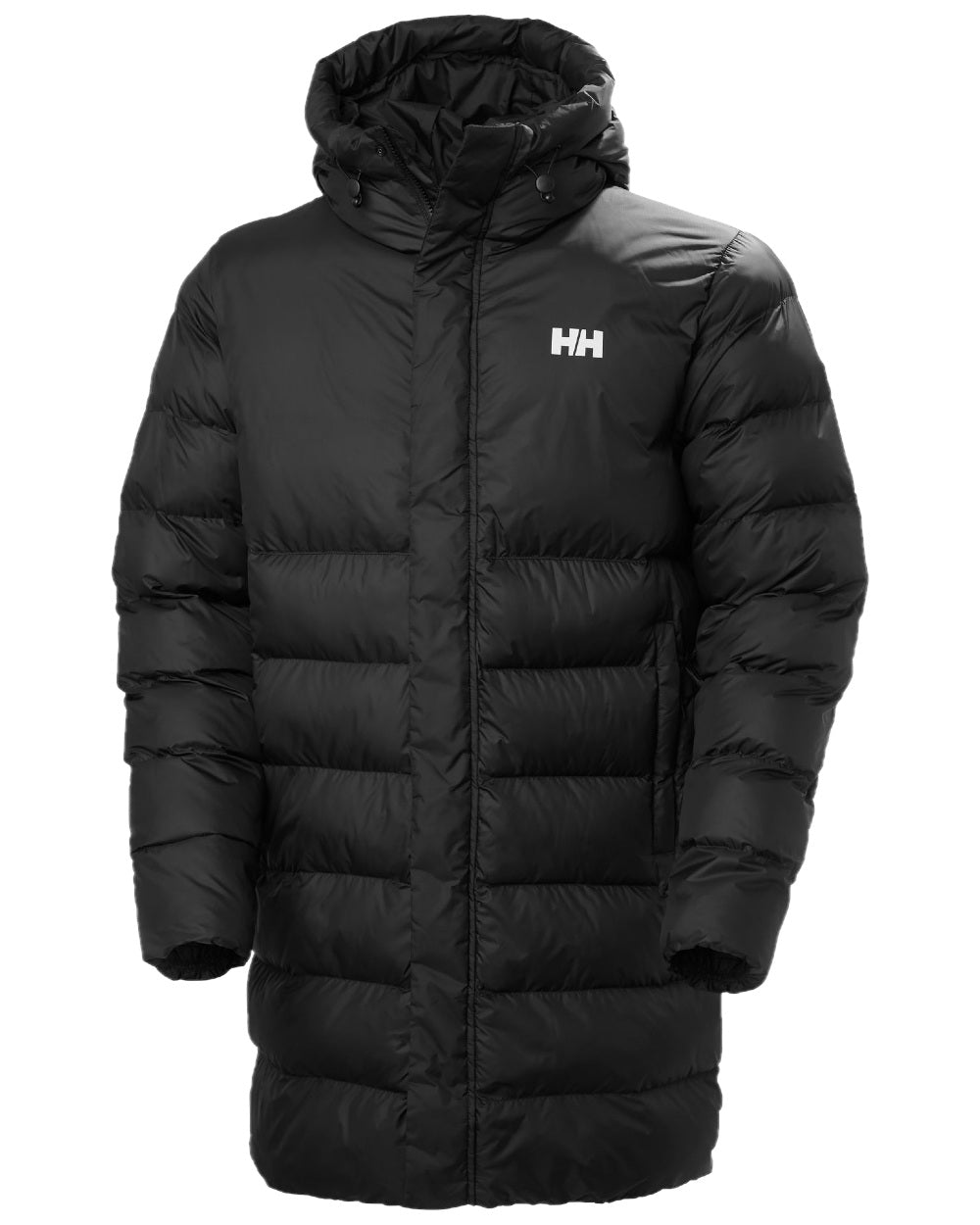 Black Coloured Helly Hansen Mens Oslo Puffy Parka on white background 