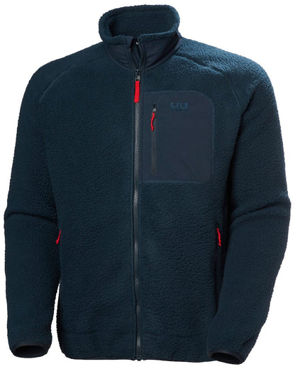 Navy Coloured Helly Hansen mens Panorama Pile Block Jacket on White Background 