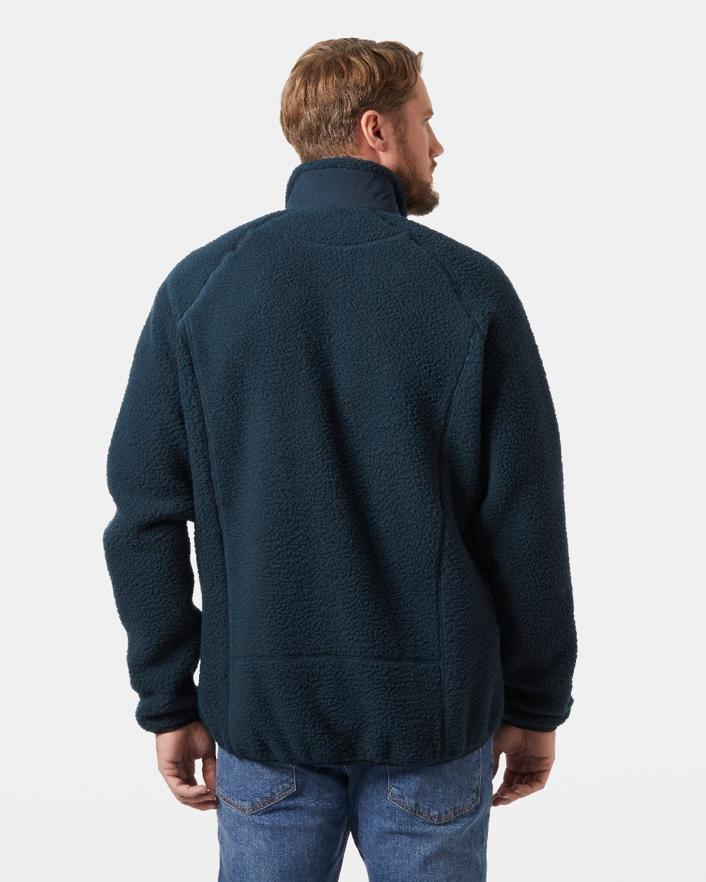 Navy Coloured Helly Hansen mens Panorama Pile Block Jacket on White Background 