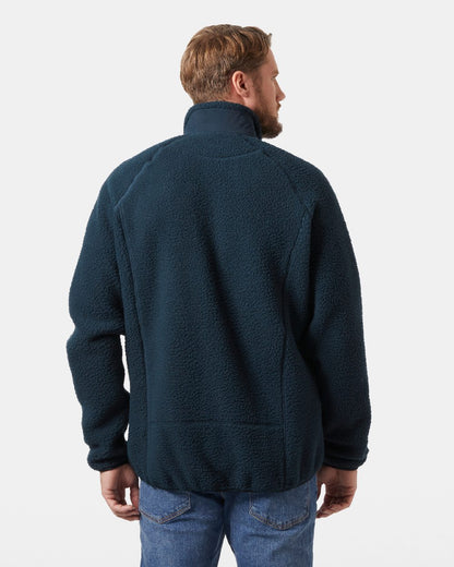 Navy Coloured Helly Hansen mens Panorama Pile Block Jacket on White Background 