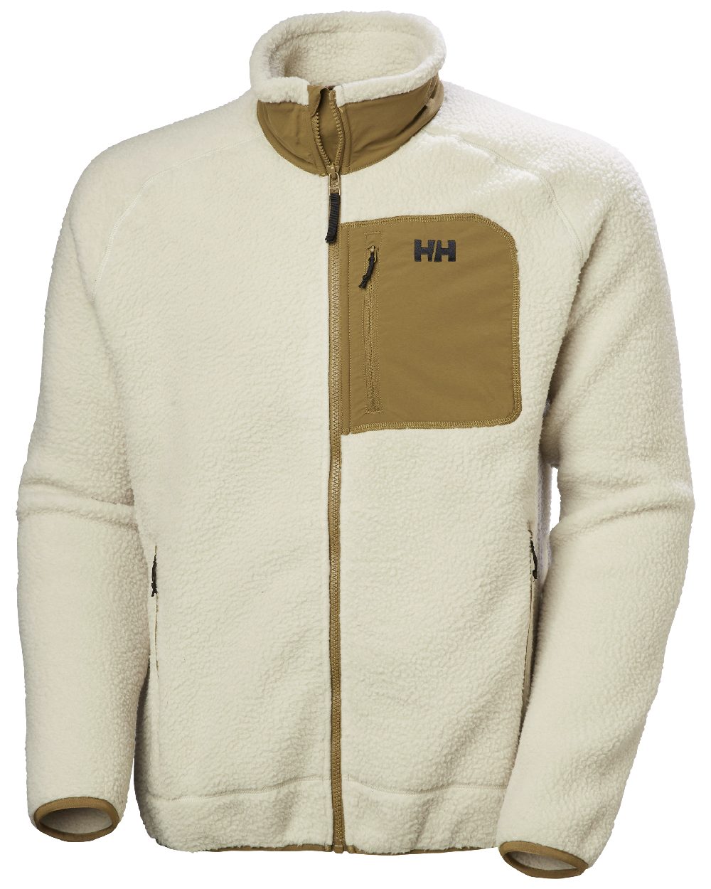 Pelican Coloured Helly Hansen mens Panorama Pile Block Jacket on White Background 