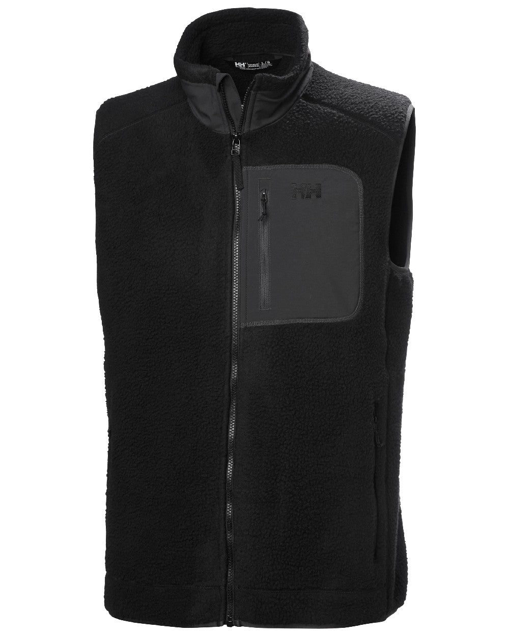 Black Coloured Helly Hansen mens Panorama Pile Block Vest on White Background 