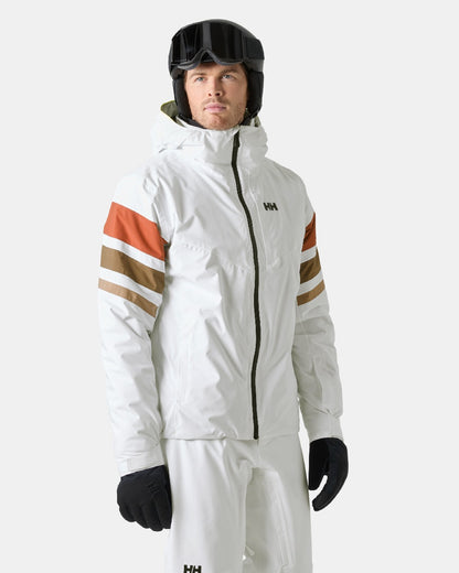 White Coloured Helly Hansen Mens Panoramic Insulated Jacket on White Background 