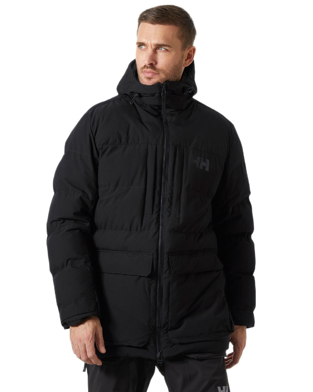 Black Coloured Helly Hansen Mens Patrol Puffy Jacket on white background 