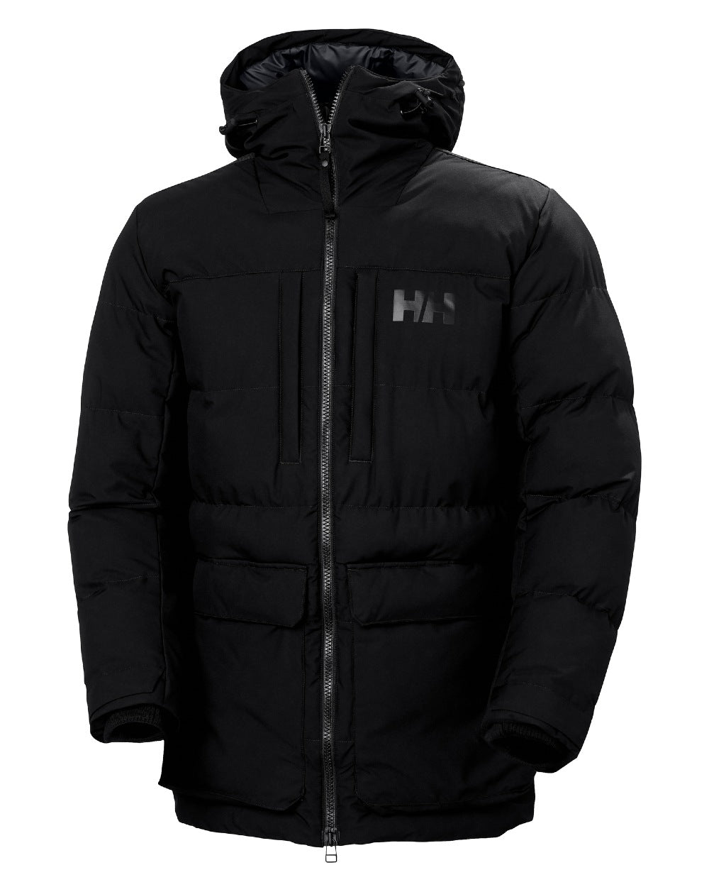 Black Coloured Helly Hansen Mens Patrol Puffy Jacket on white background 
