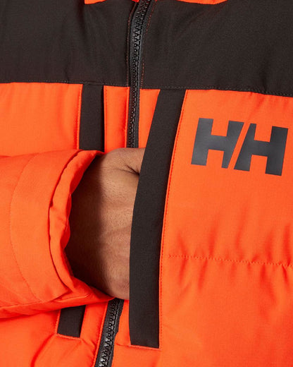Cherry Tomato Coloured Helly Hansen Mens Patrol Puffy Jacket on white background 