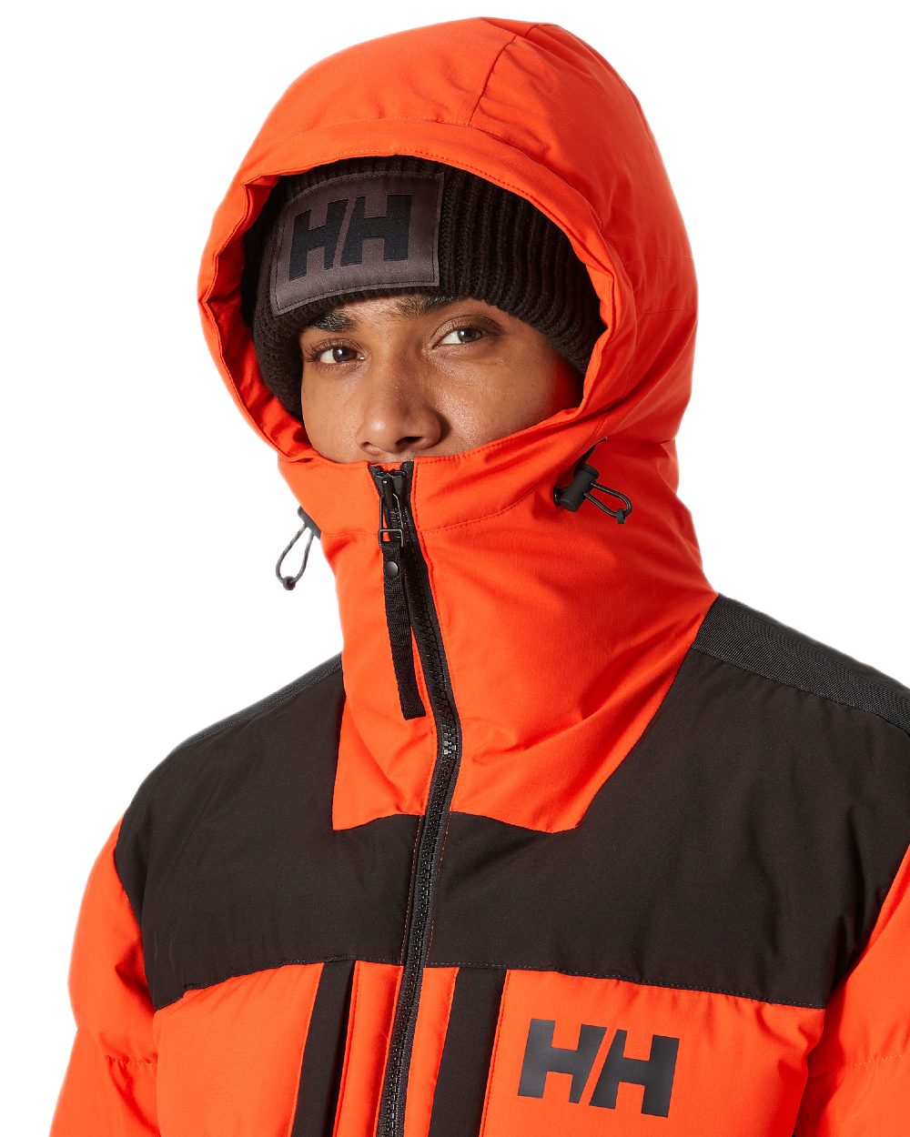Cherry Tomato Coloured Helly Hansen Mens Patrol Puffy Jacket on white background 
