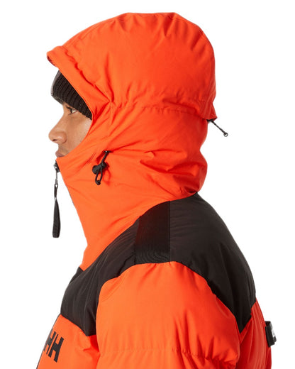 Cherry Tomato Coloured Helly Hansen Mens Patrol Puffy Jacket on white background 