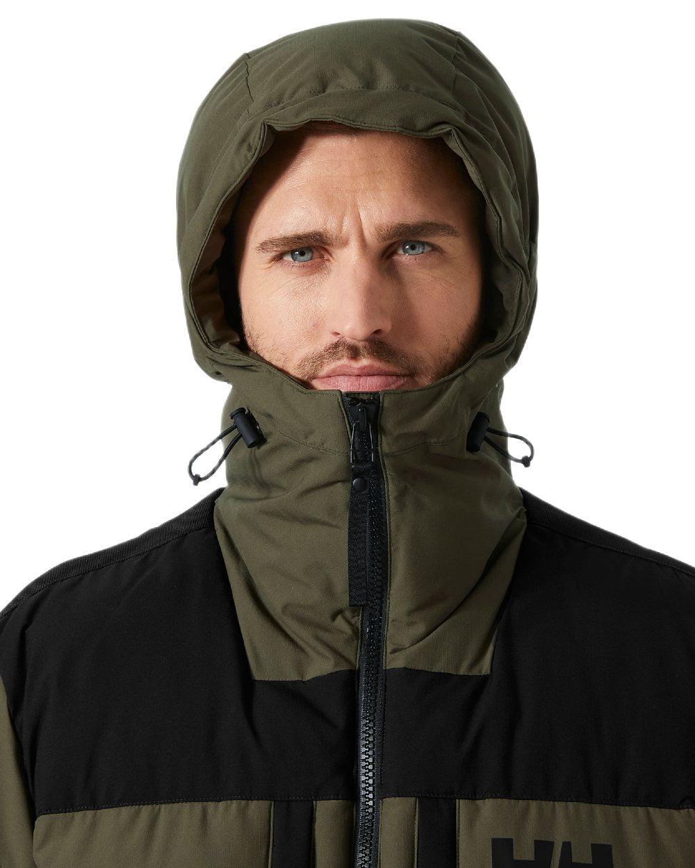 Utility Green Coloured Helly Hansen Mens Patrol Puffy Jacket on white background 