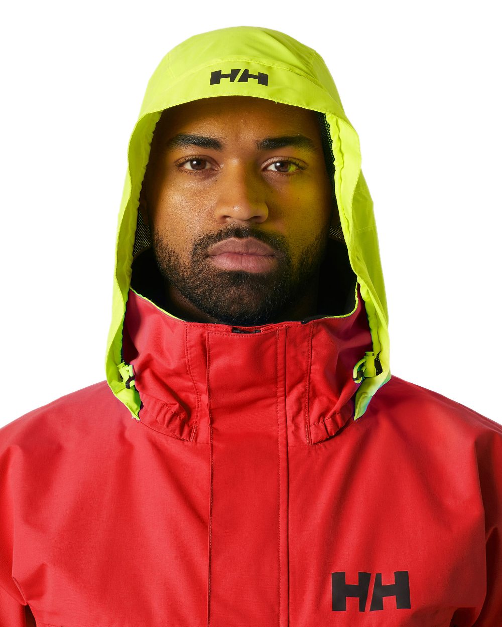 Alert Red coloured Helly Hansen Mens Pier 4.0 Jacket on white background 