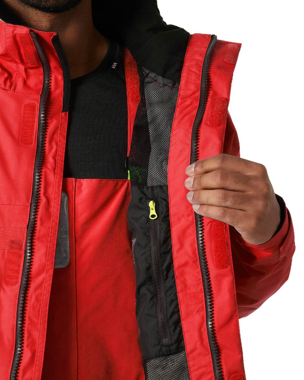 Alert Red coloured Helly Hansen Mens Pier 4.0 Jacket on white background 