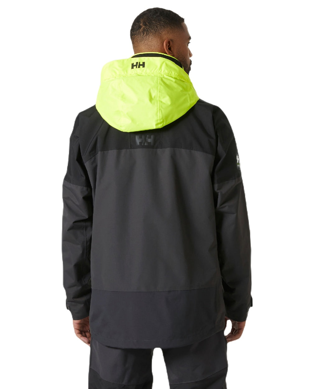 Ebony coloured Helly Hansen Mens Pier 4.0 Jacket on white background 