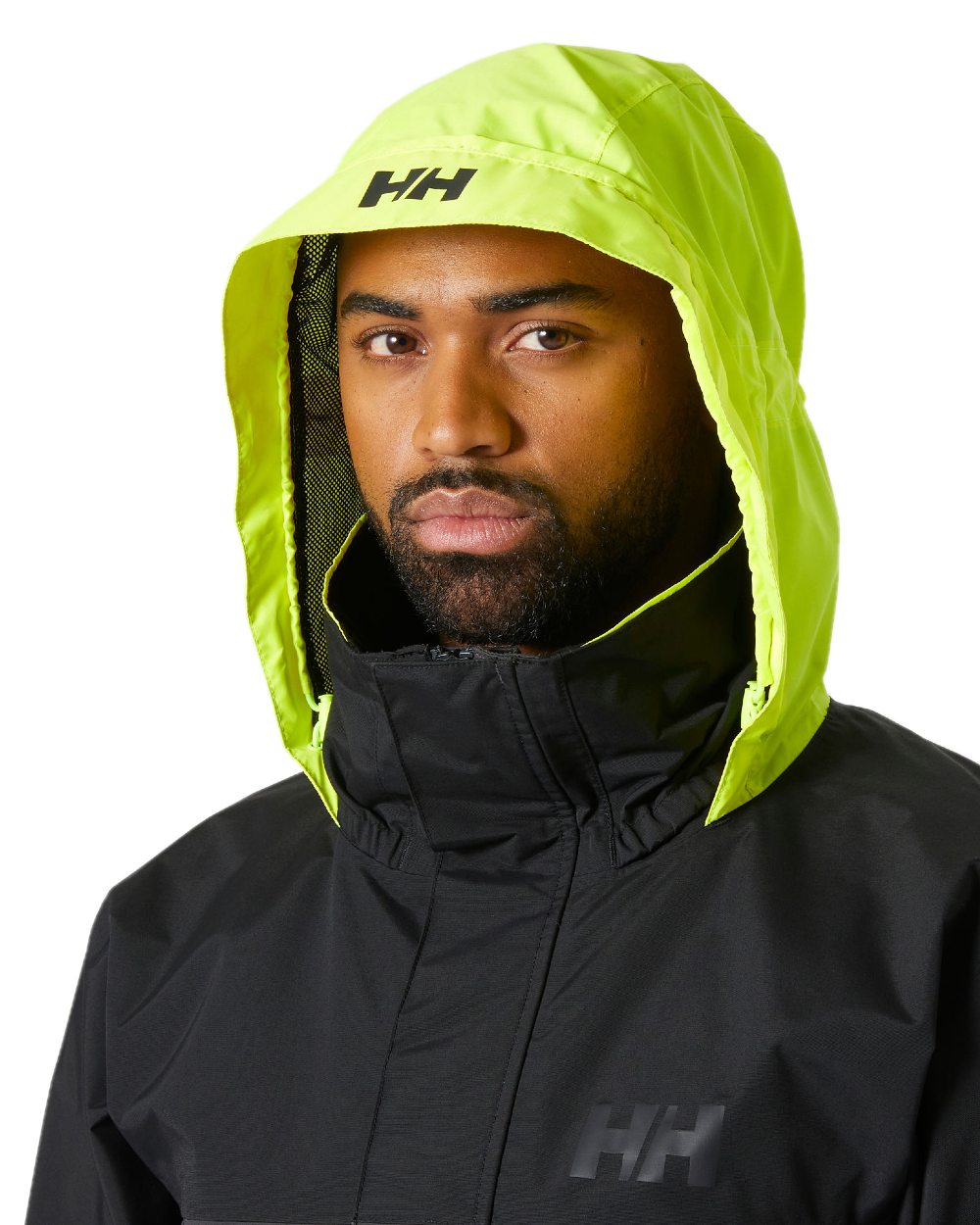 Ebony coloured Helly Hansen Mens Pier 4.0 Jacket on white background 