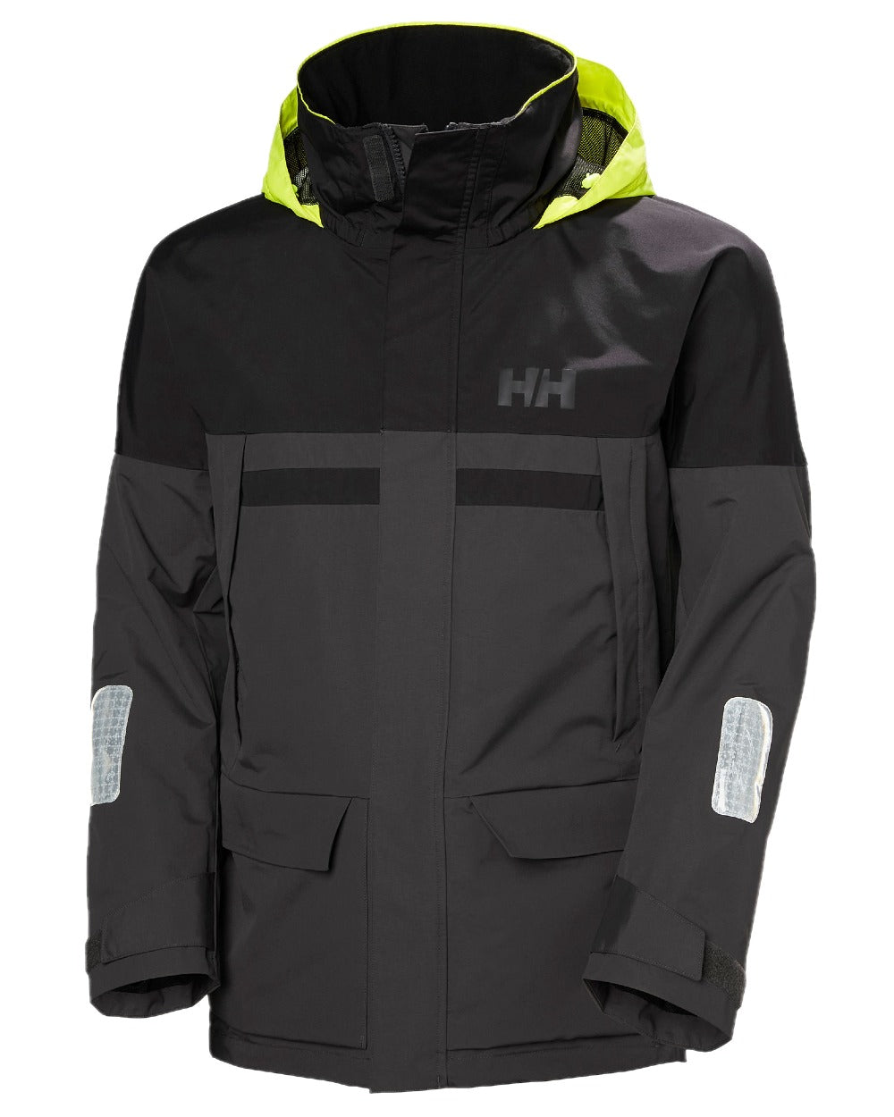 Ebony coloured Helly Hansen Mens Pier 4.0 Jacket on white background 