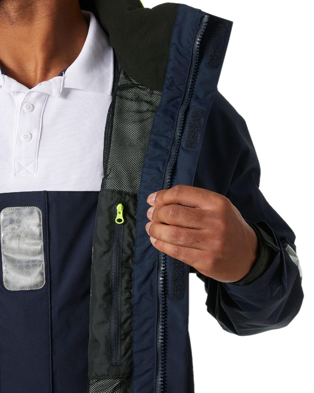 Navy coloured Helly Hansen Mens Pier 4.0 Jacket on white background 