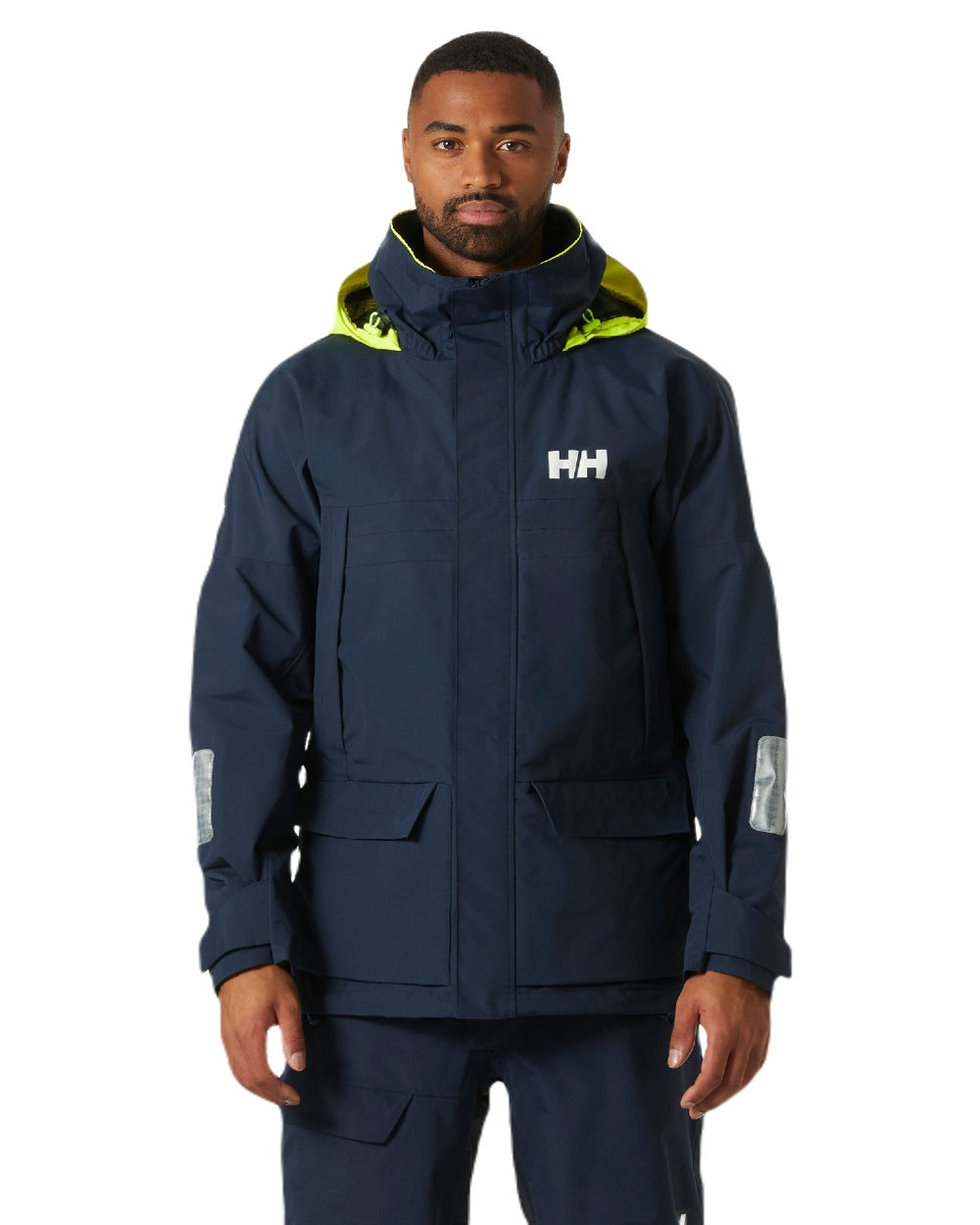 Navy coloured Helly Hansen Mens Pier 4.0 Jacket on white background 