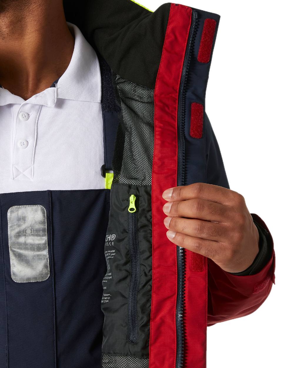 Red coloured Helly Hansen Mens Pier 4.0 Jacket on white background 