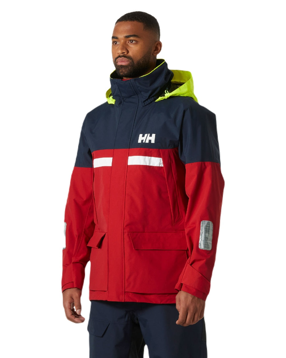 Red coloured Helly Hansen Mens Pier 4.0 Jacket on white background 