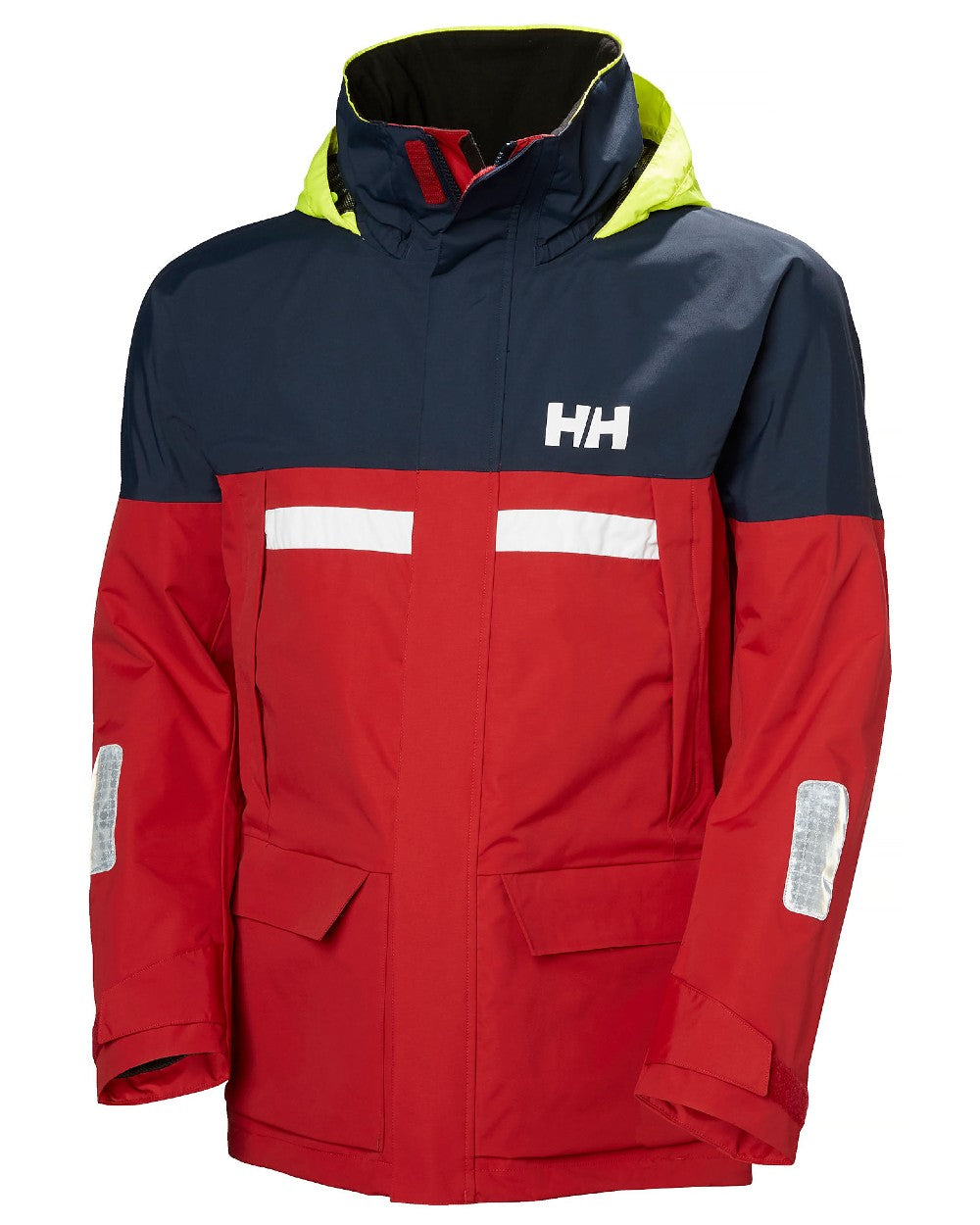Red coloured Helly Hansen Mens Pier 4.0 Jacket on white background 