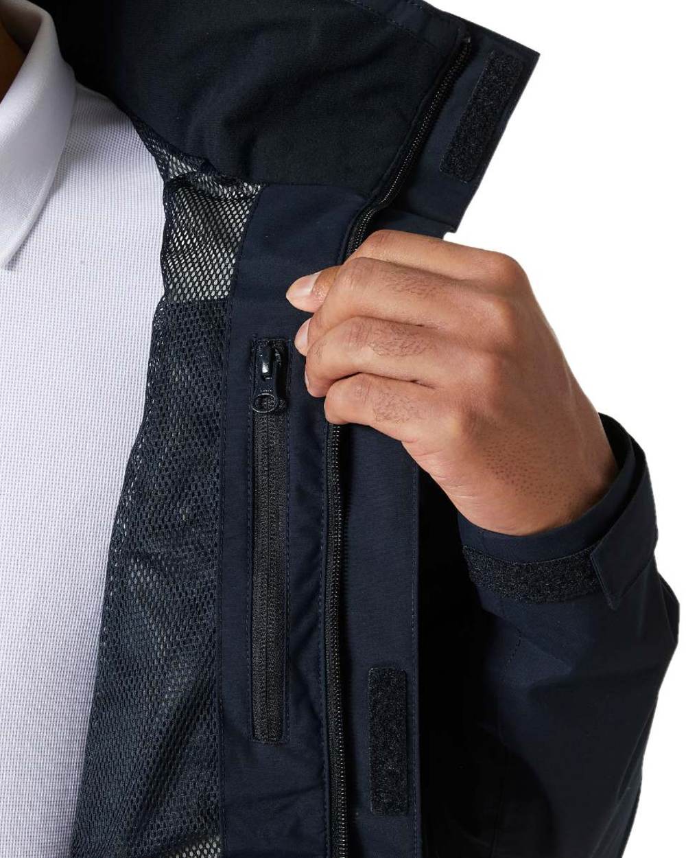 Navy coloured Helly Hansen Mens Quayside Jacket on white background 