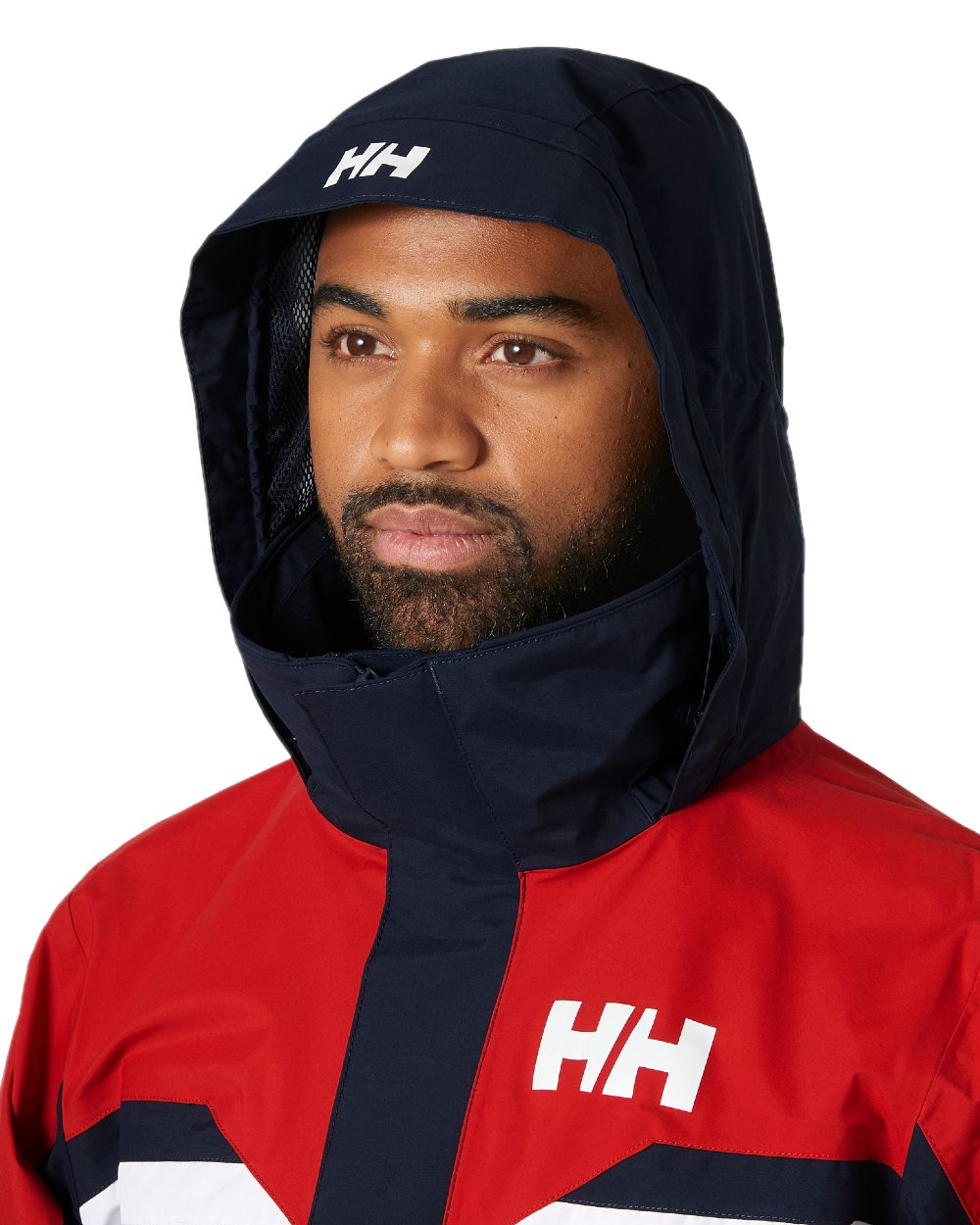 Red coloured Helly Hansen Mens Quayside Jacket on white background 