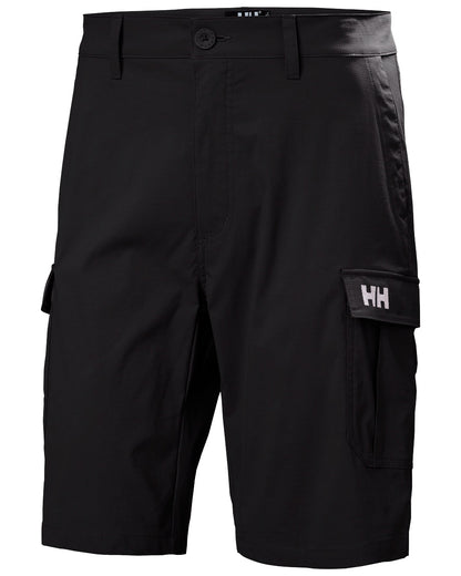 Black coloured Helly Hansen Mens Quick-Dry Cargo Shorts 11"on white background 