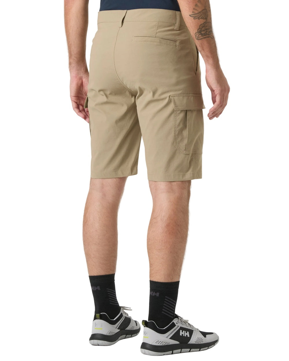 Pebble coloured Helly Hansen Mens Quick-Dry Cargo Shorts 11"on white background 