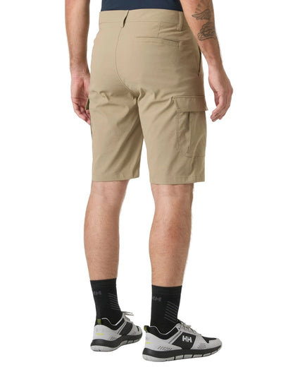 Pebble coloured Helly Hansen Mens Quick-Dry Cargo Shorts 11"on white background 