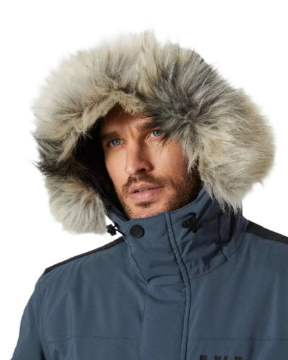 Alpine Frost coloured Helly Hansen Mens Reine Winter Parka on white background 