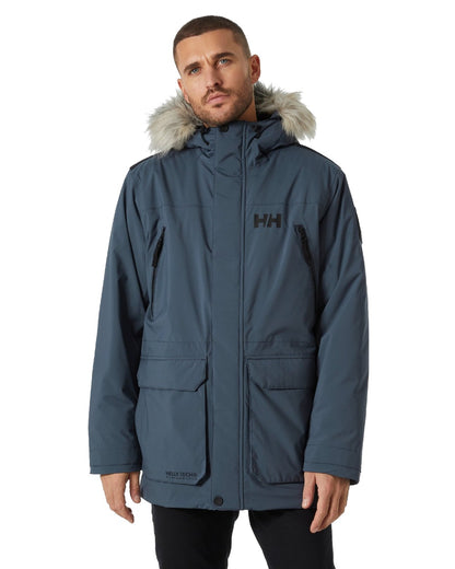 Alpine Frost coloured Helly Hansen Mens Reine Winter Parka on white background 