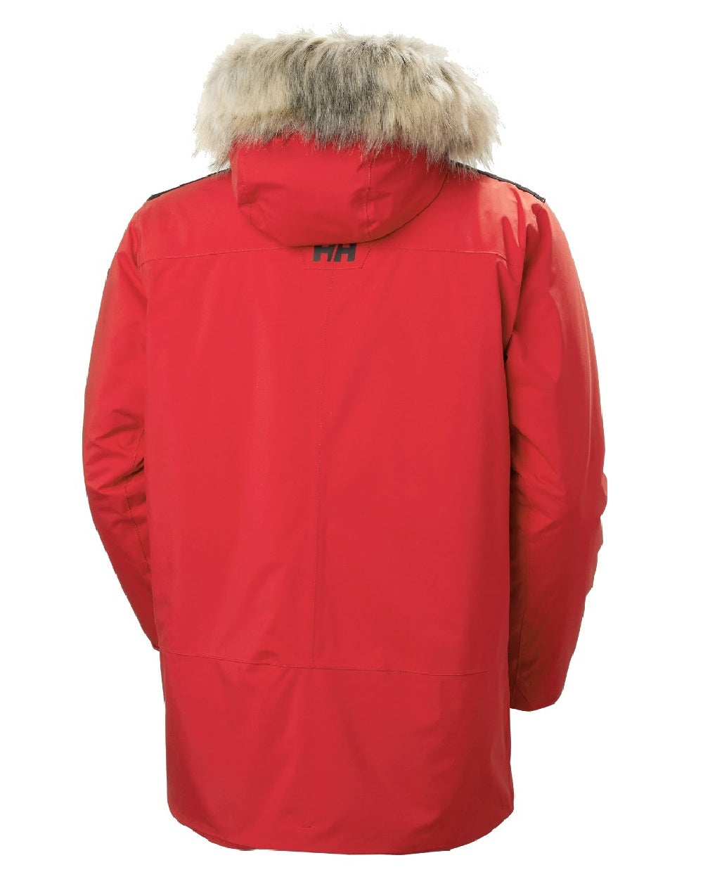 Red coloured Helly Hansen Mens Reine Winter Parka on white background 