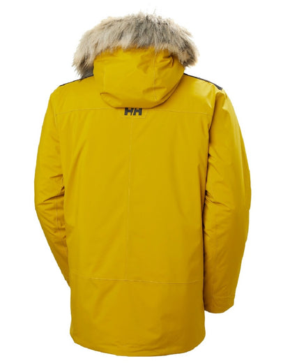 Straw coloured Helly Hansen Mens Reine Winter Parka on white background 