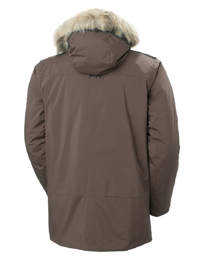 Triple Espresso coloured Helly Hansen Mens Reine Winter Parka on white background 