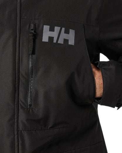 Black Coloured Helly Hansen Mens Rigging Coat on white background 