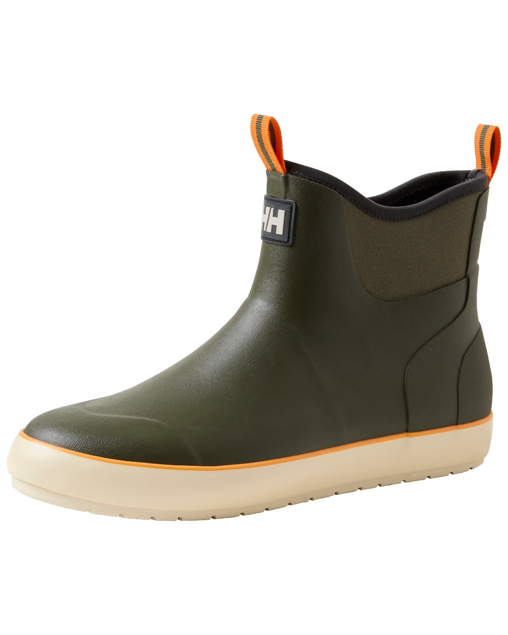 Utility Green coloured Helly Hansen Mens Seaspray Rain Boots on white background 