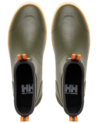 Utility Green coloured Helly Hansen Mens Seaspray Rain Boots on white background 