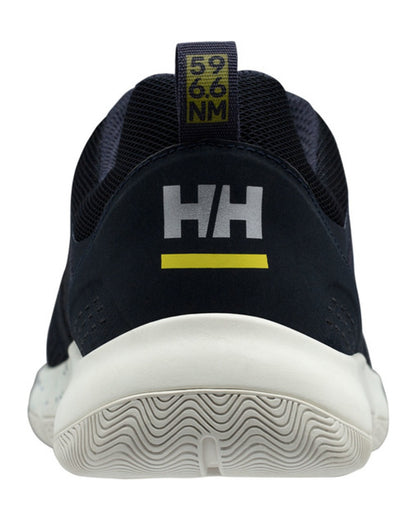 Navy Graphite Blue Off Coloured Helly Hansen Mens Skagen F-1 Offshore Shoes on white background 