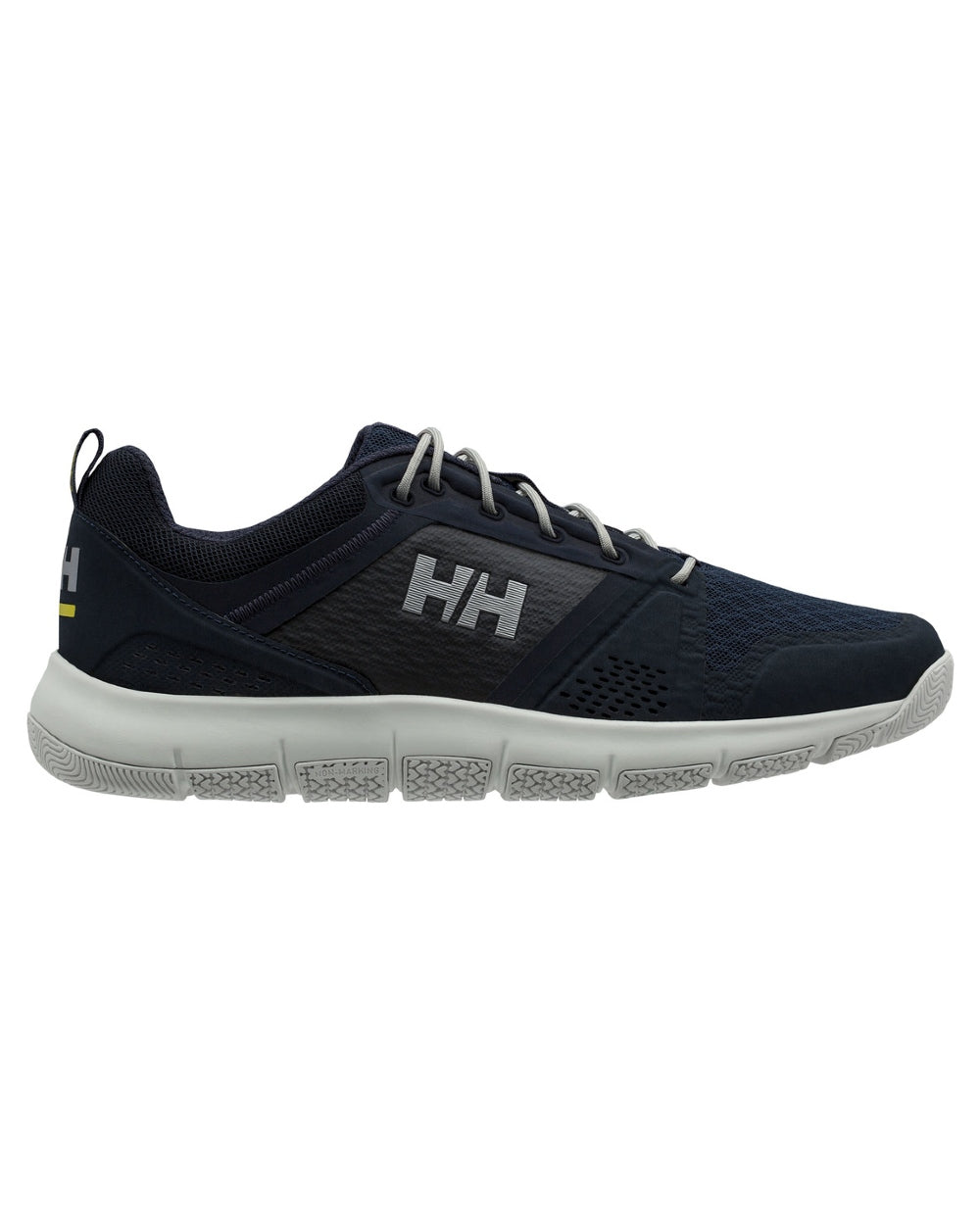 Navy Graphite Blue Off Coloured Helly Hansen Mens Skagen F-1 Offshore Shoes on white background 