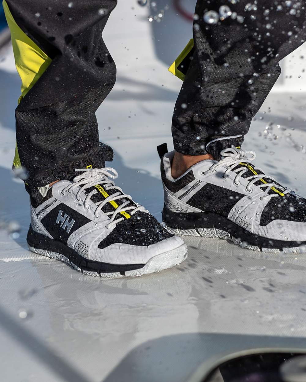 Phantom Ebony Grey Fog Coloured Helly Hansen Mens Skagen F-1 Offshore Shoes on outdoor background 