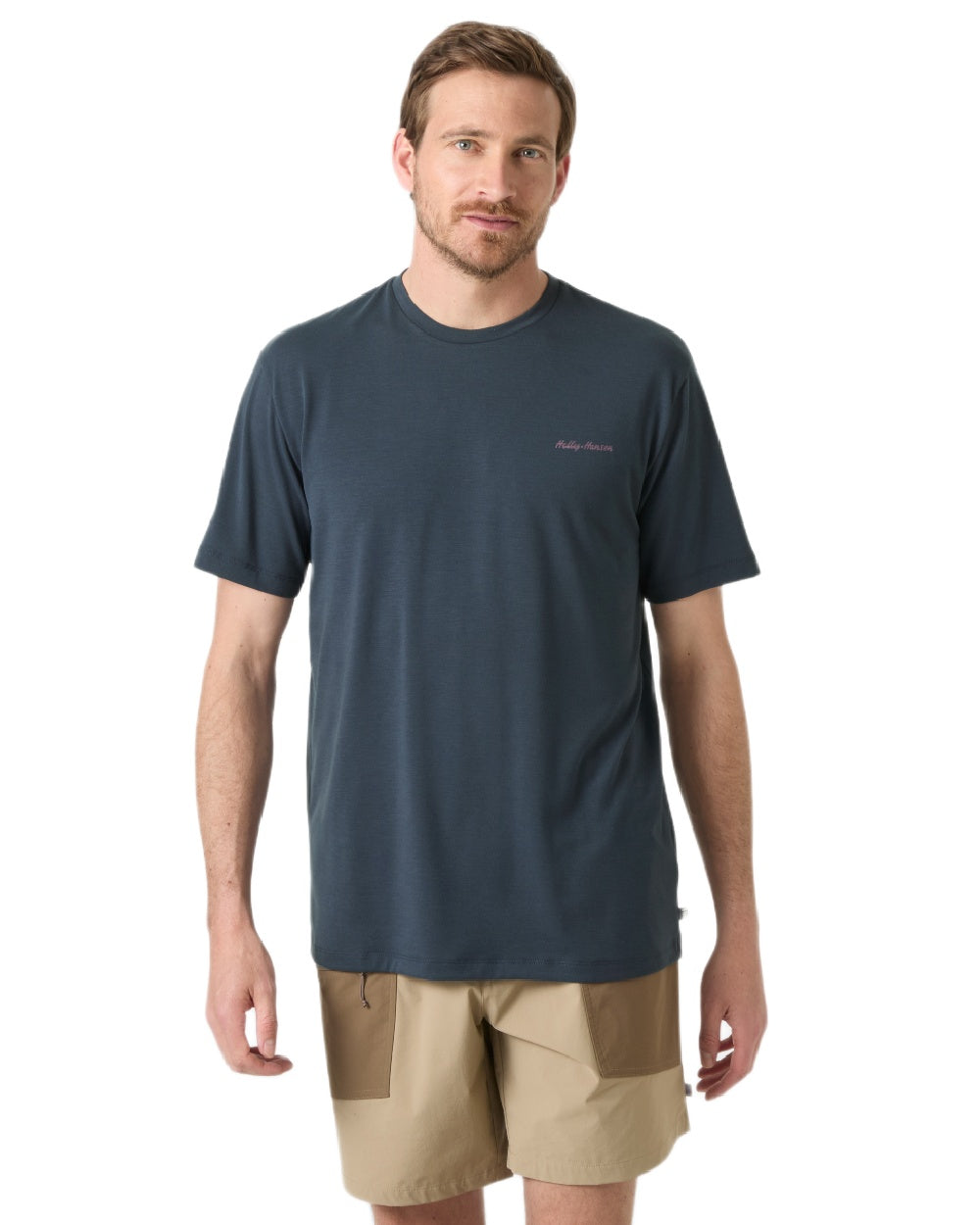 Alpine Frost Coloured Helly Hansen Mens Skog Recycled Graphic T-Shirt on white background
