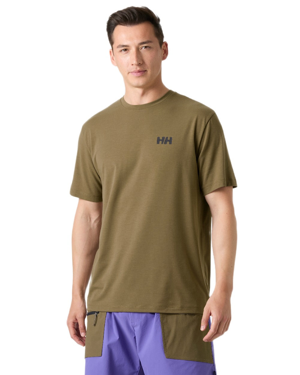 Bedrock Coloured Helly Hansen Mens Skog Recycled Graphic T-Shirt on white background
